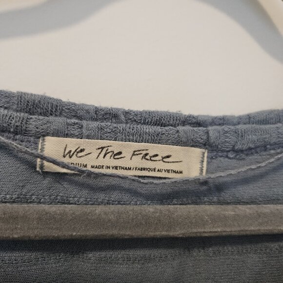 We The Free People Blue Cropped Long Sleeve Top Womens Medium - Picture 2 of 4